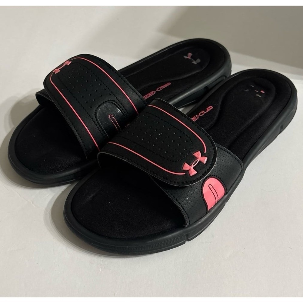 Under Armour Ignite VIII slides (sz. 8) Black & Pink Sandals 4D foam